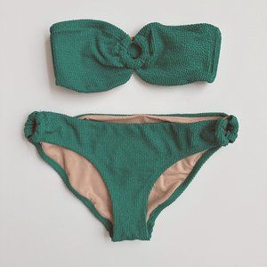 JCrew Scrunchie ring bikini bottom & top - XS top/Med bottom - vibrant Jade